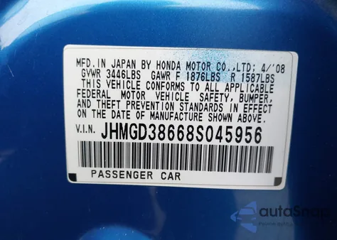 2008 Honda Fit Sport from USA, damaged, VIN JHMGD38668S045956